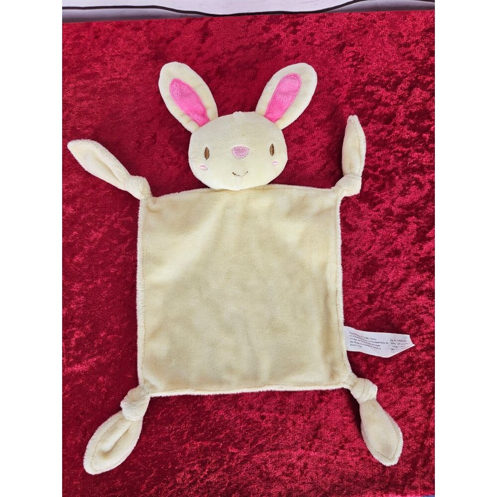 Barrons Hello Bunny Rabbit Lovey Rattle Security Blanket Knotted Corners Plush - Picture 2 of 6